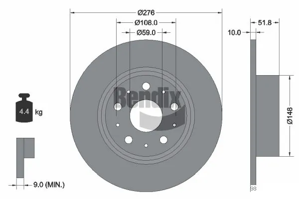 BENDIX Braking féktárcsa - BDS2152 - TothCarparts