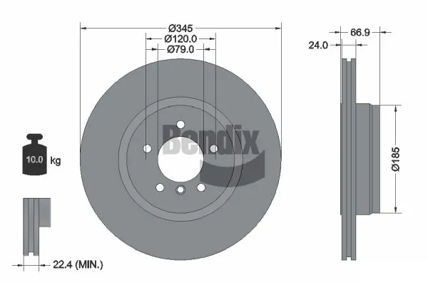 BENDIX Braking féktárcsa - BDS2231 - TothCarparts
