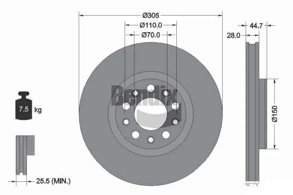 BENDIX Braking féktárcsa - BDS2257HC - TothCarparts