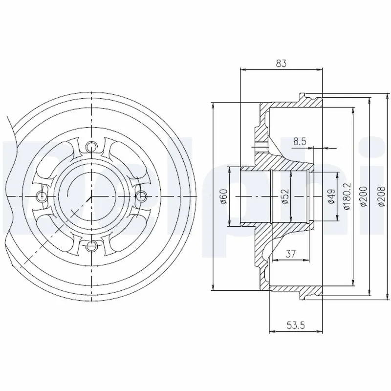 DELPHI fékdob - BFR272 - TothCarparts