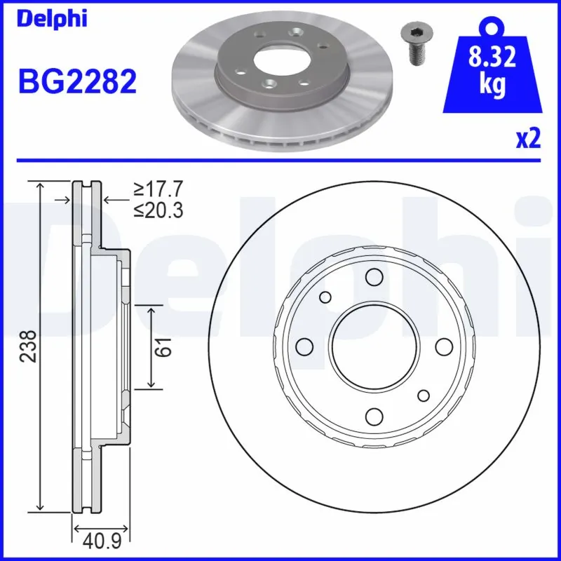 DELPHI féktárcsa - BG2282 - TothCarparts