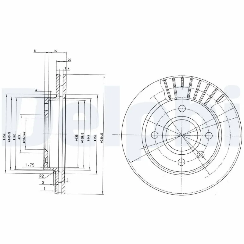 DELPHI féktárcsa - BG2440C - TothCarparts