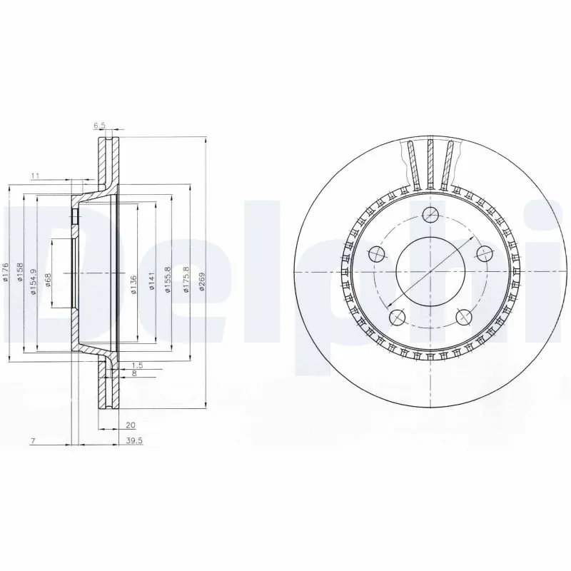 DELPHI féktárcsa - BG2519 - TothCarparts