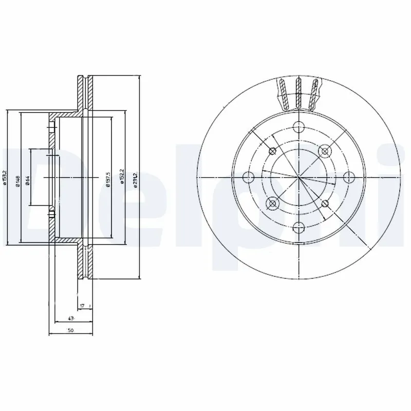DELPHI féktárcsa - BG2645 - TothCarparts