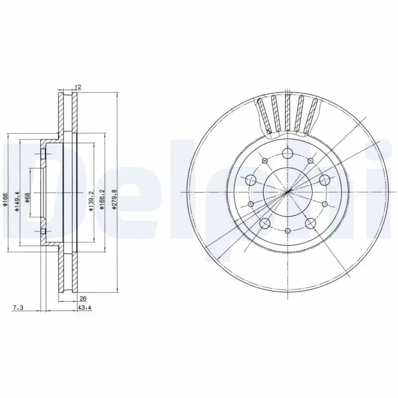 DELPHI féktárcsa - BG2841 - TothCarparts