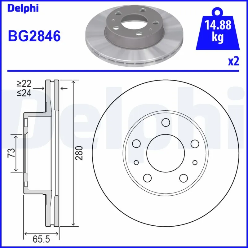 DELPHI féktárcsa - BG2846 - TothCarparts