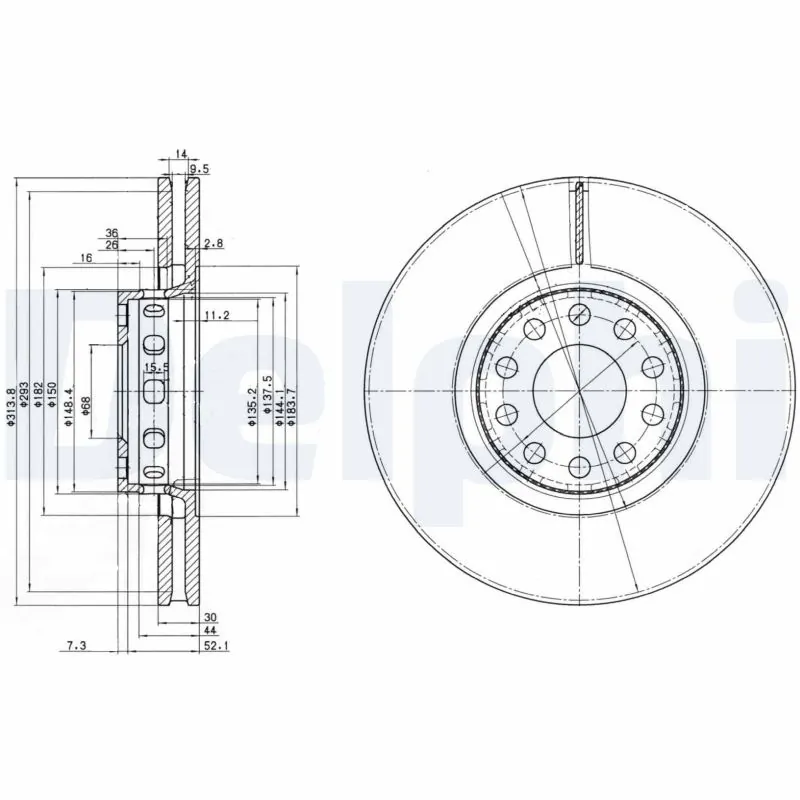 DELPHI féktárcsa - BG3033 - TothCarparts