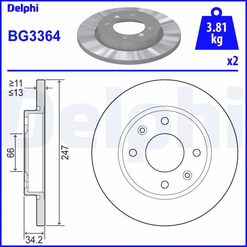 DELPHI féktárcsa - BG3364 - TothCarparts