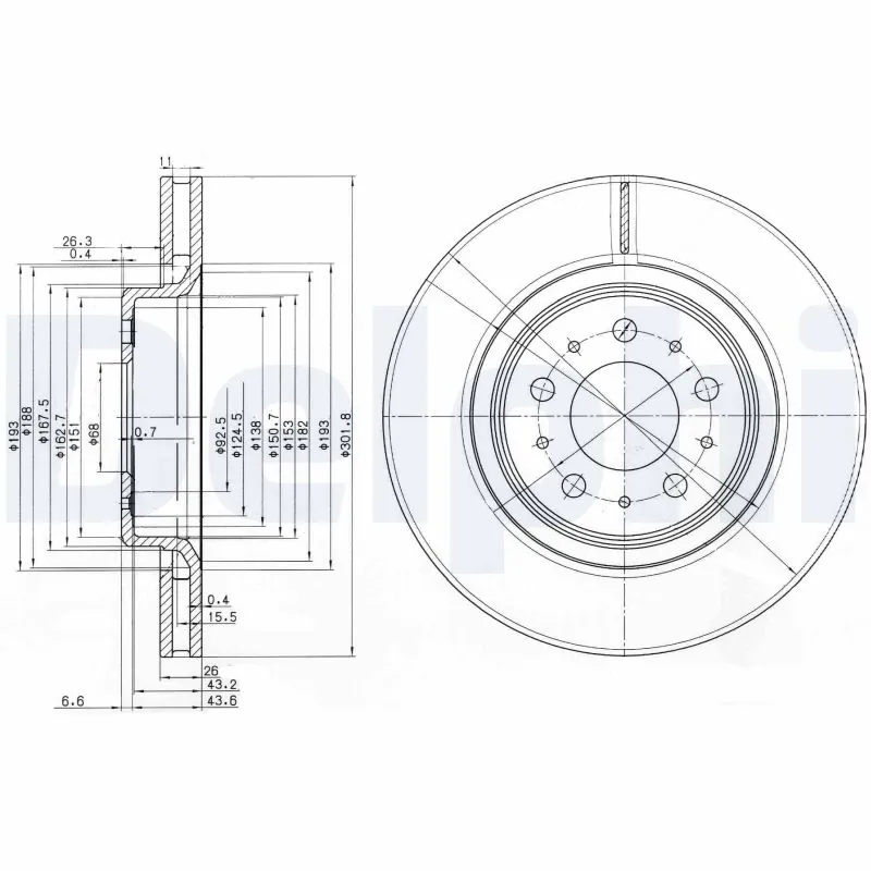 DELPHI féktárcsa - BG3418 - TothCarparts