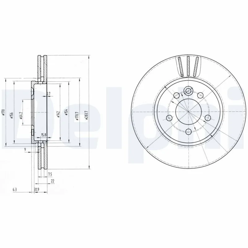 DELPHI féktárcsa - BG3503 - TothCarparts