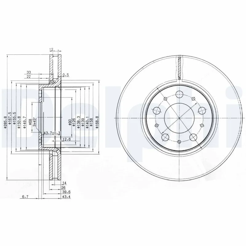 DELPHI féktárcsa - BG3513C - TothCarparts