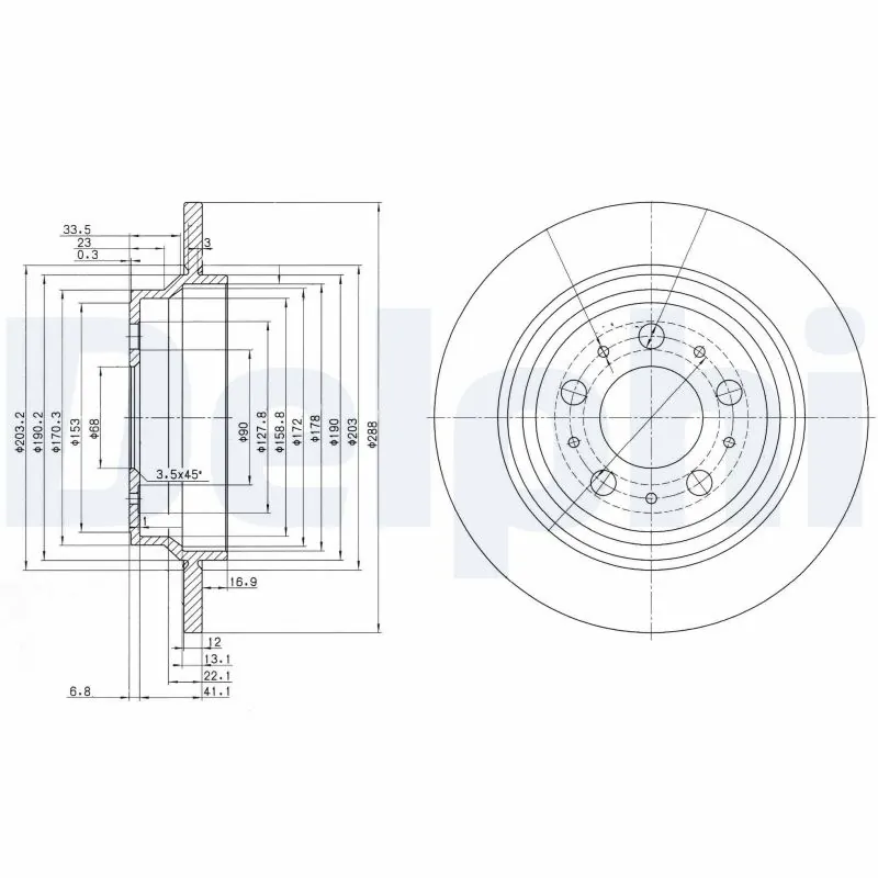 DELPHI féktárcsa - BG3515 - TothCarparts
