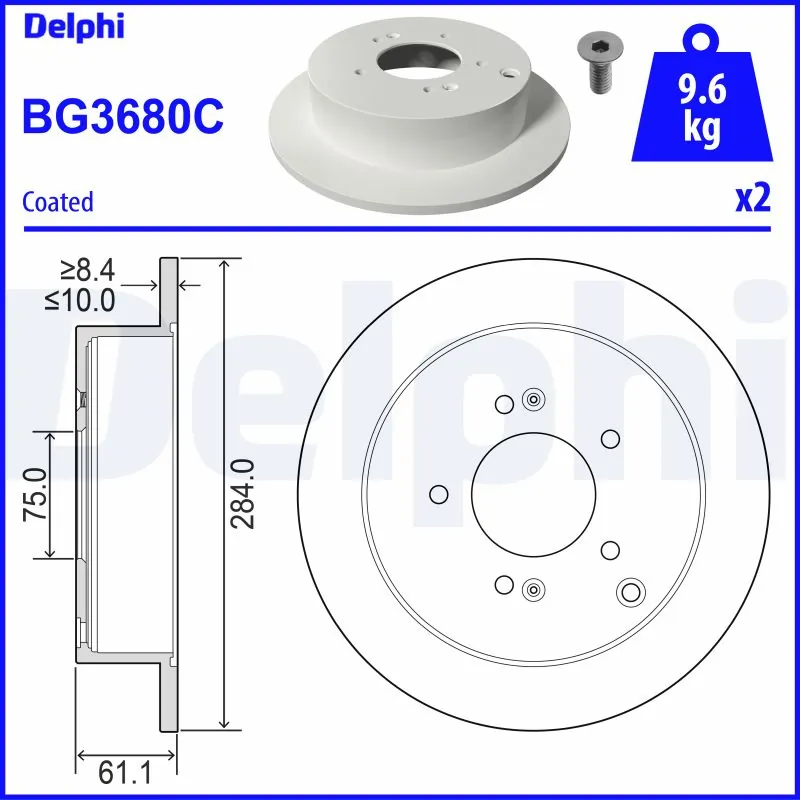 DELPHI féktárcsa - BG3680C - TothCarparts
