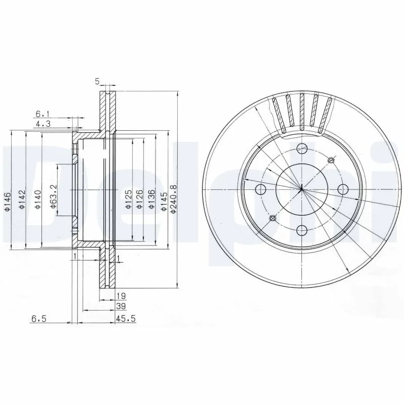 DELPHI féktárcsa - BG3749 - TothCarparts