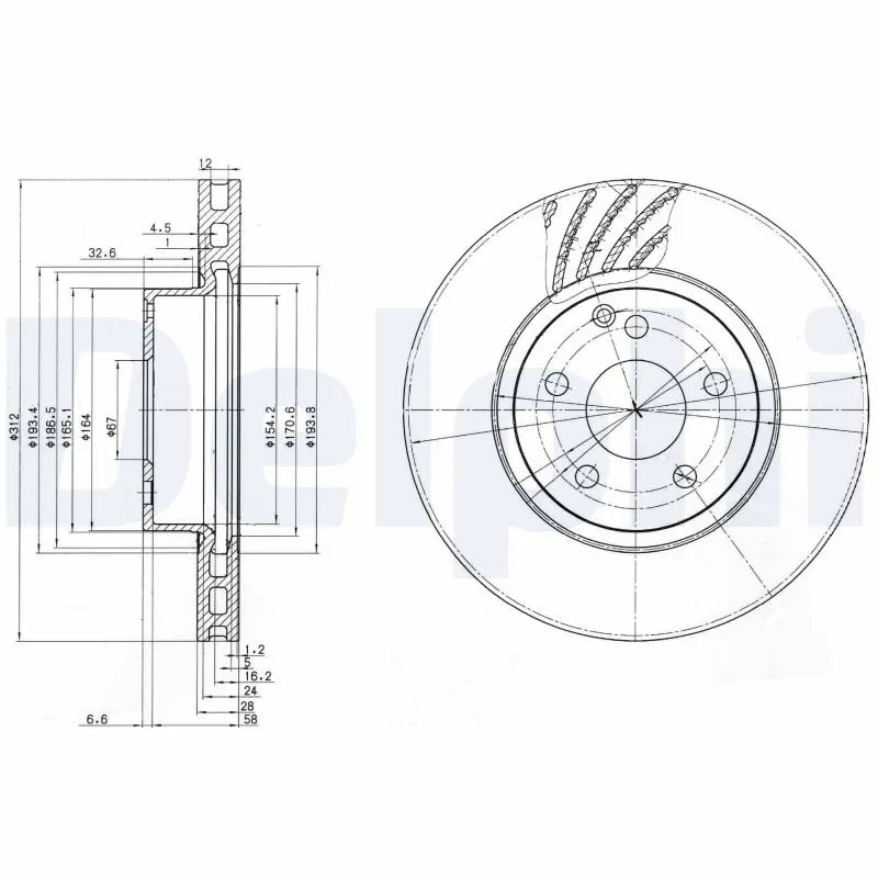 DELPHI féktárcsa - BG3756 - TothCarparts