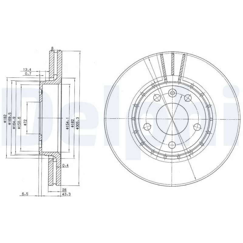 DELPHI féktárcsa - BG3768 - TothCarparts