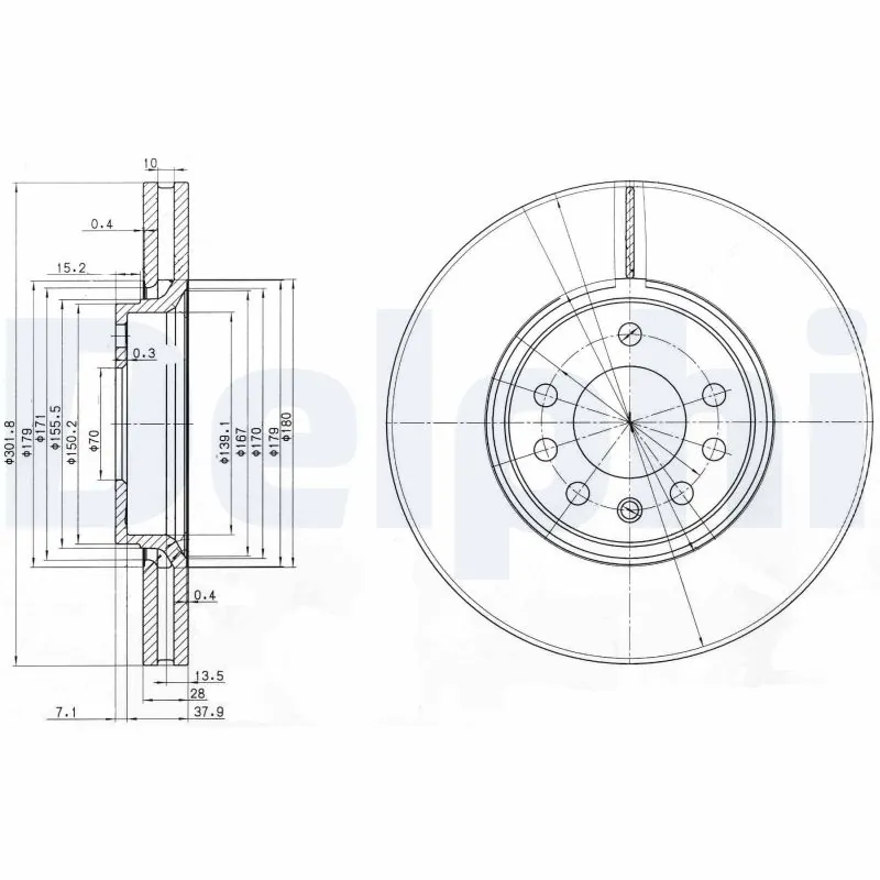 DELPHI féktárcsa - BG3772C - TothCarparts