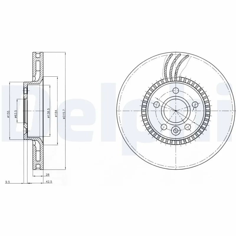 DELPHI féktárcsa - BG3784 - TothCarparts