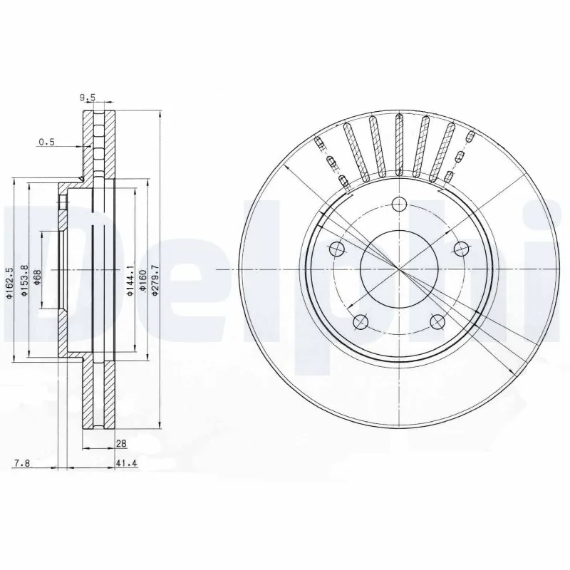 DELPHI féktárcsa - BG3816 - TothCarparts