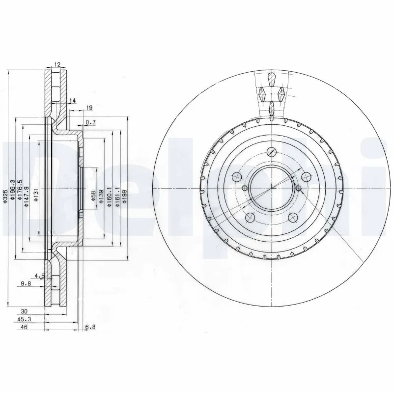DELPHI féktárcsa - BG3818 - TothCarparts