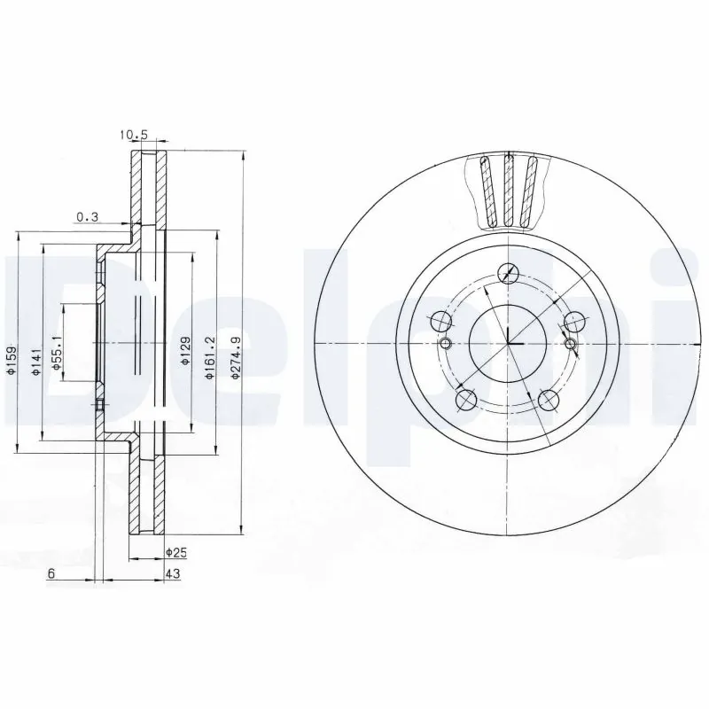 DELPHI féktárcsa - BG3823 - TothCarparts