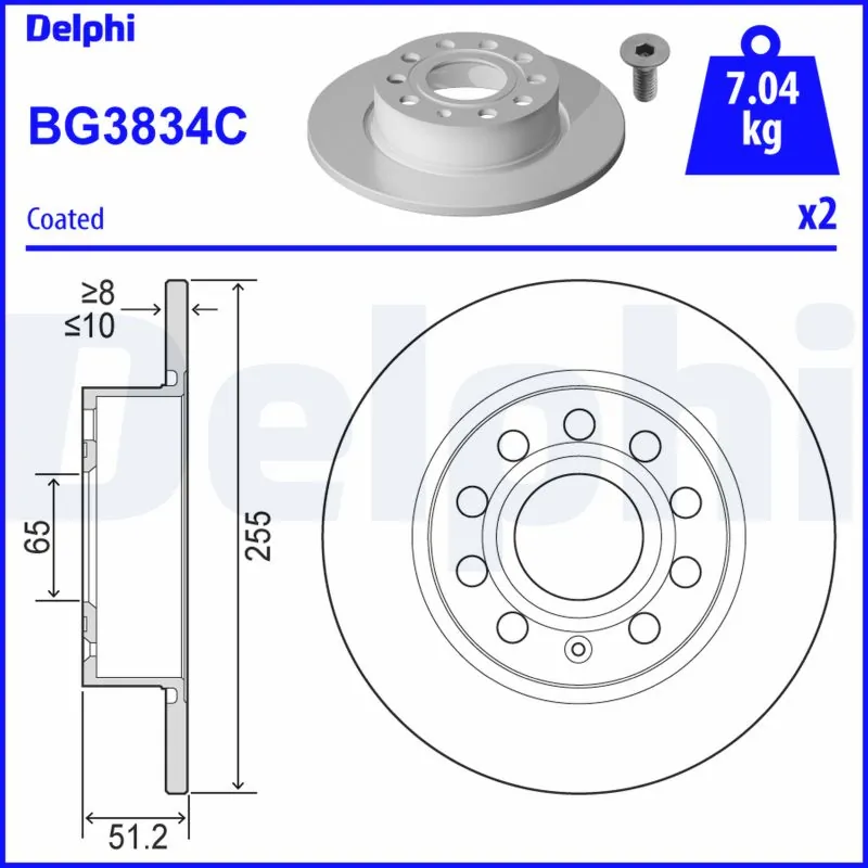 DELPHI féktárcsa - BG3834C - TothCarparts