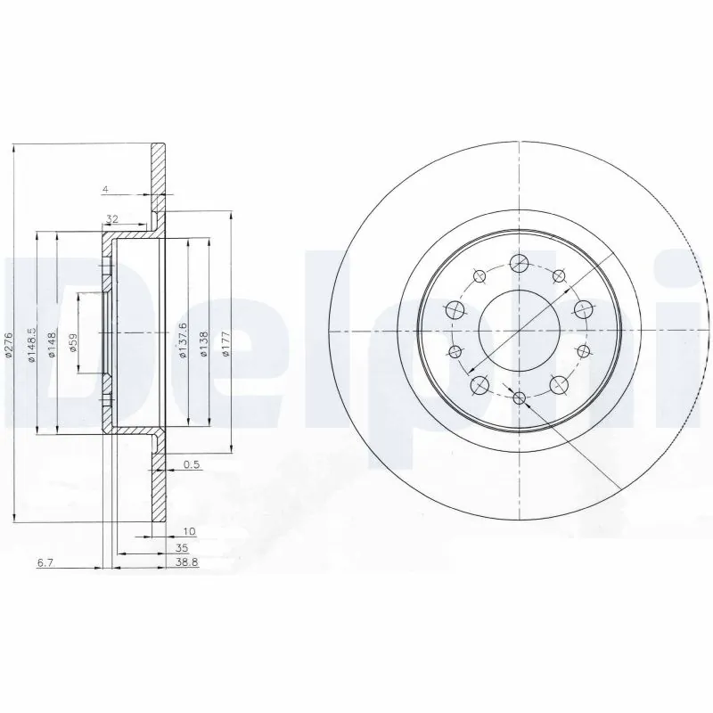 DELPHI féktárcsa - BG3857 - TothCarparts