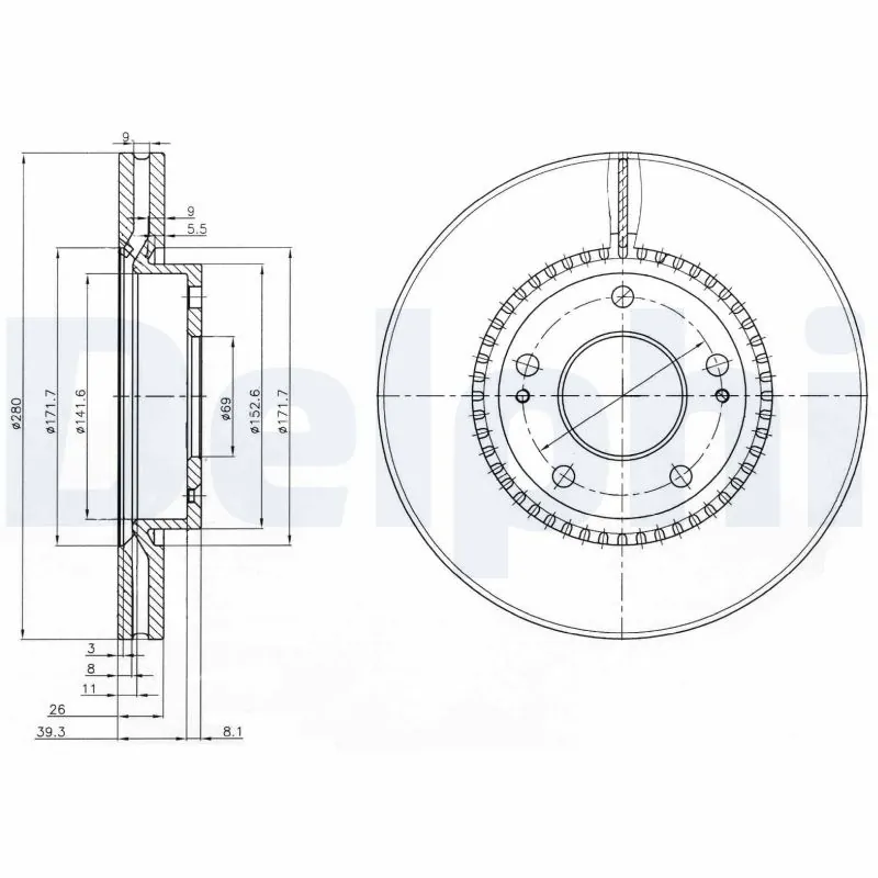 DELPHI féktárcsa - BG3861C - TothCarparts