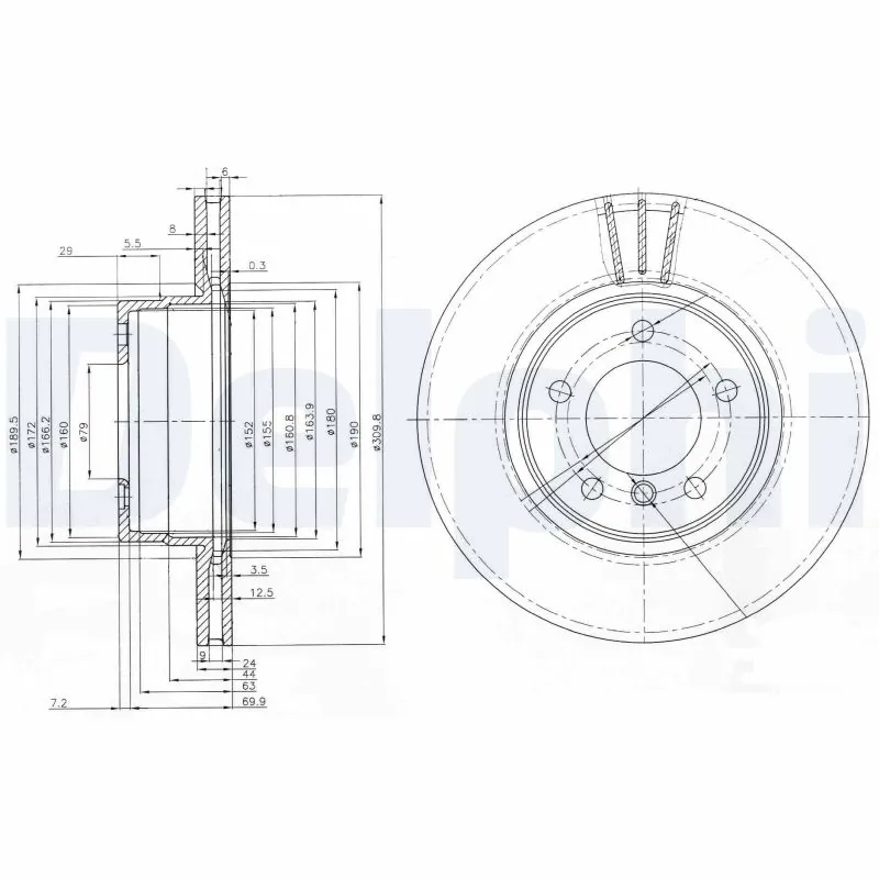 DELPHI féktárcsa - BG3870 - TothCarparts