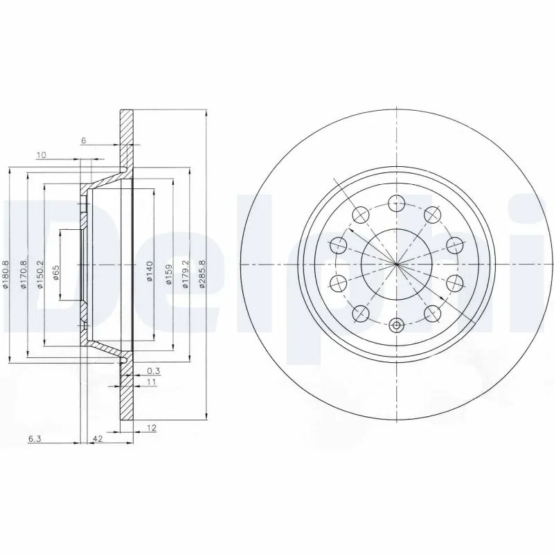 DELPHI féktárcsa - BG3954 - TothCarparts