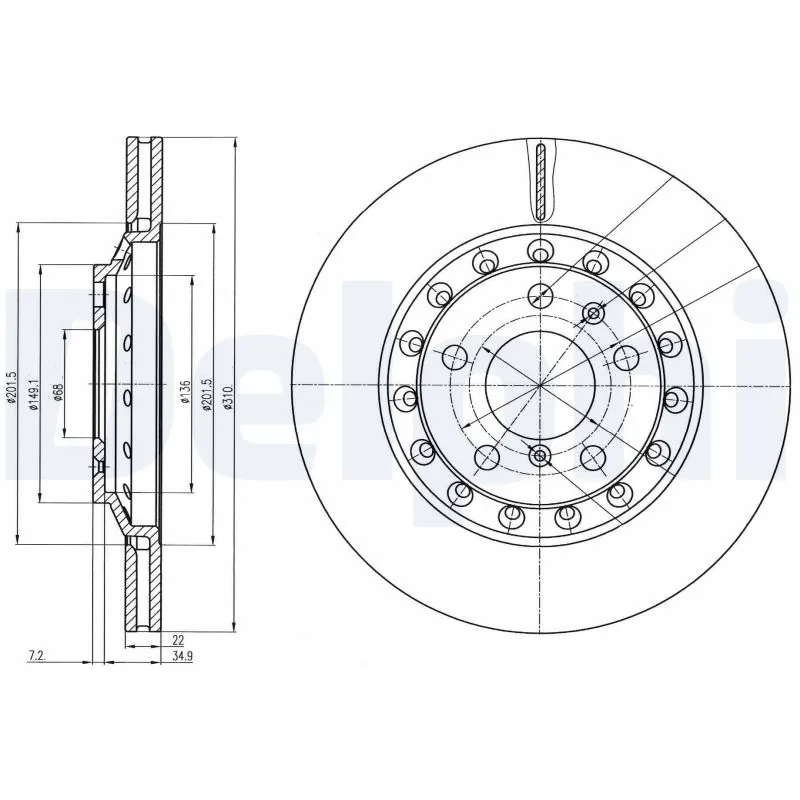 DELPHI féktárcsa - BG3958 - TothCarparts