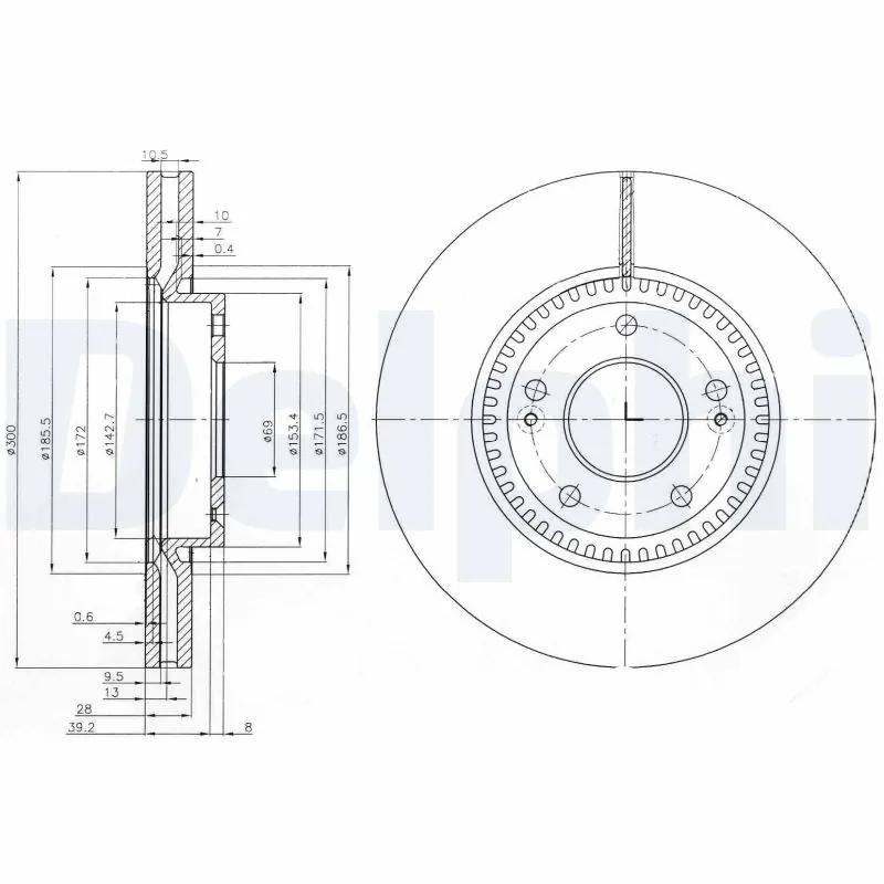DELPHI féktárcsa - BG4011 - TothCarparts