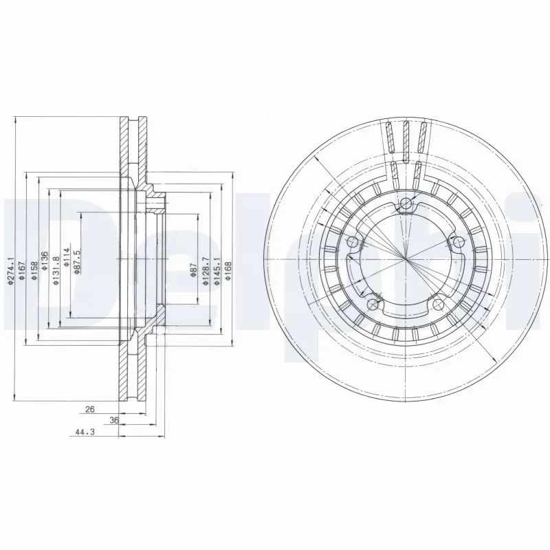 DELPHI féktárcsa - BG4134 - TothCarparts