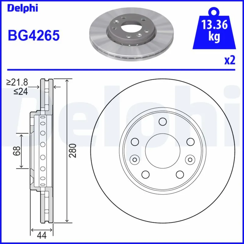 DELPHI féktárcsa - BG4265 - TothCarparts