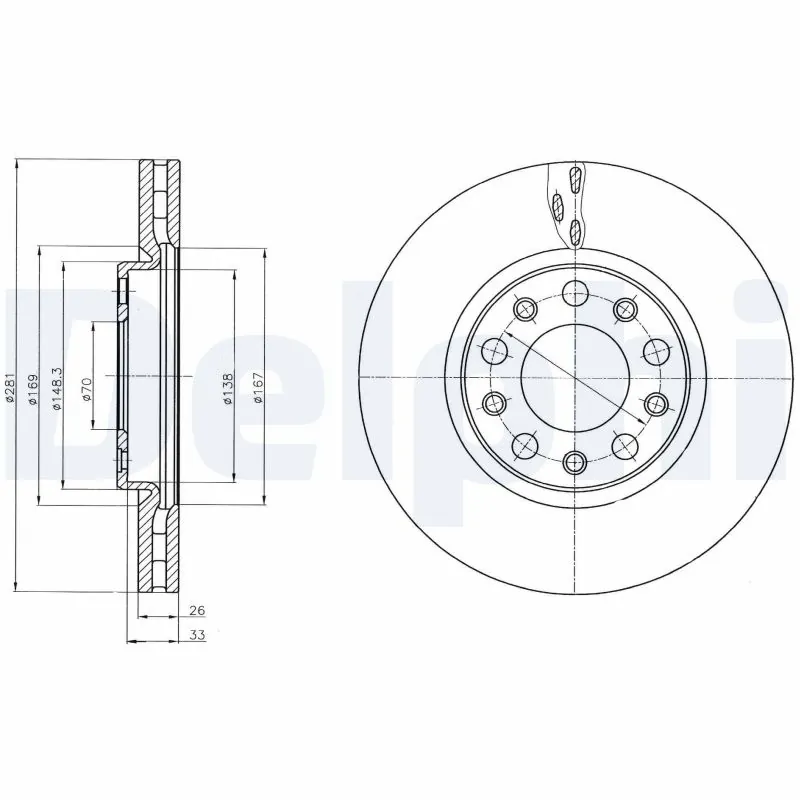 DELPHI féktárcsa - BG4314 - TothCarparts