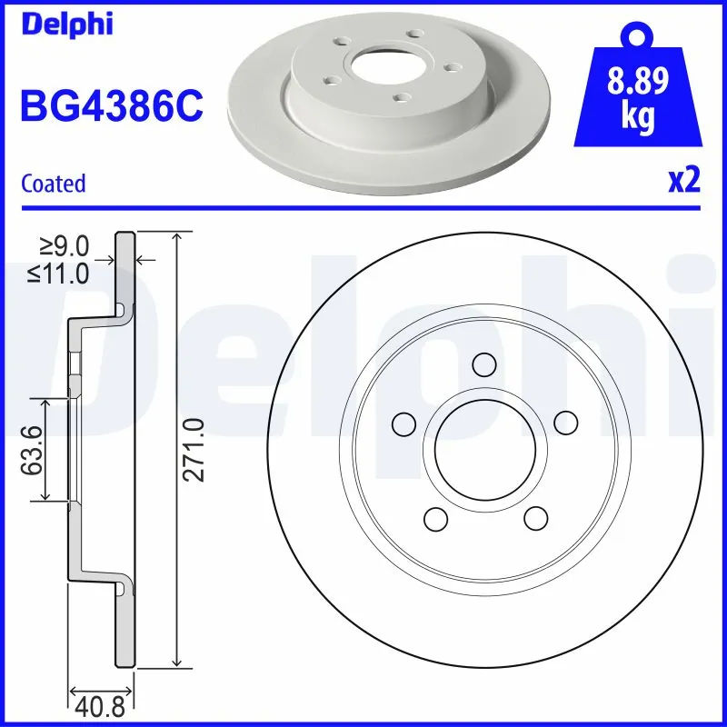 DELPHI féktárcsa - BG4386 - TothCarparts