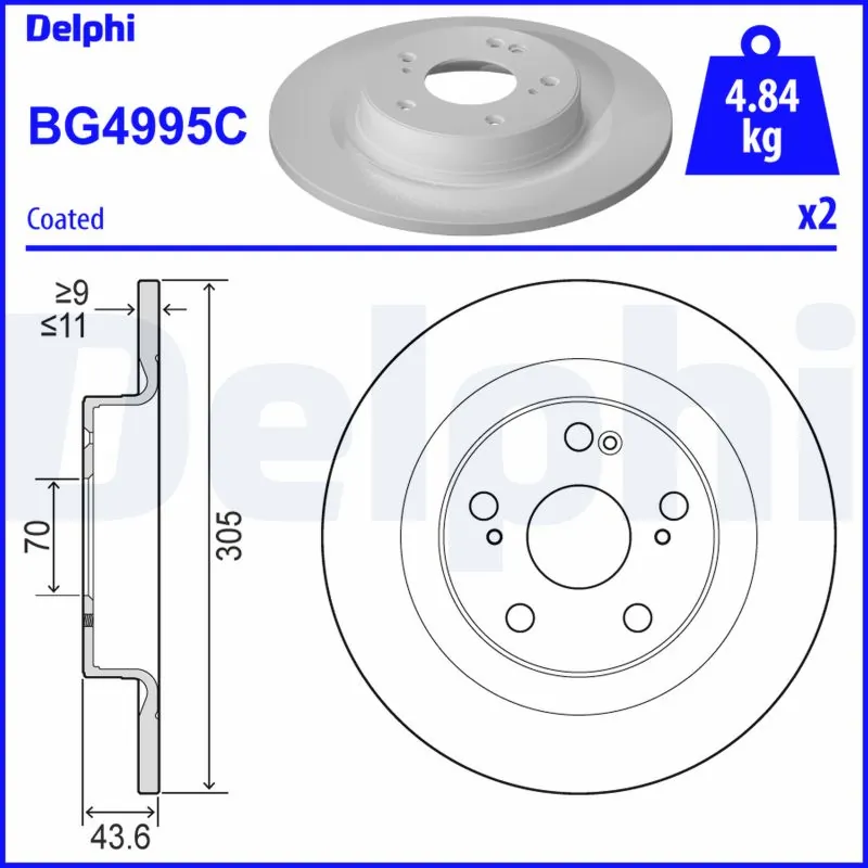 DELPHI féktárcsa - BG4995C - TothCarparts