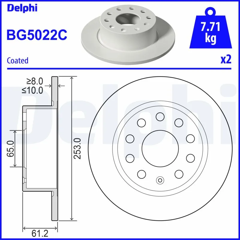 DELPHI féktárcsa - BG5022C - TothCarparts