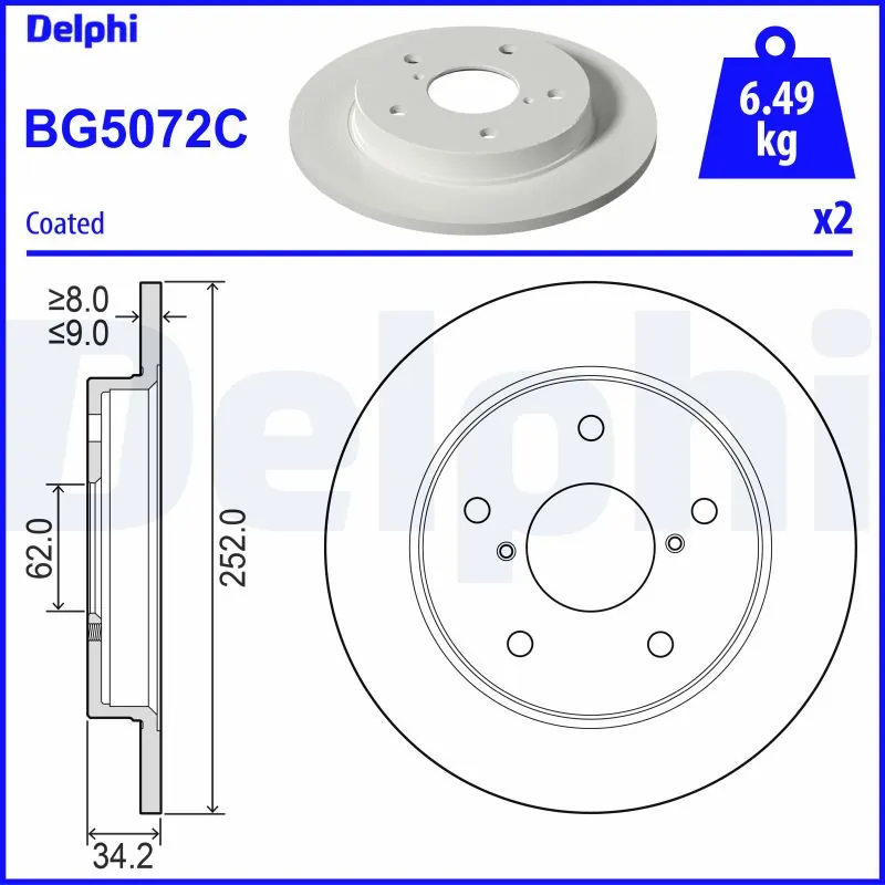 DELPHI féktárcsa - BG5072C - TothCarparts