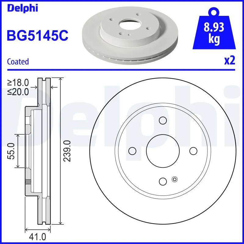 DELPHI féktárcsa - BG5145C - TothCarparts