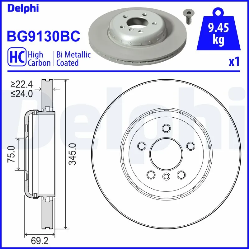 DELPHI féktárcsa - BG9130BC - TothCarparts