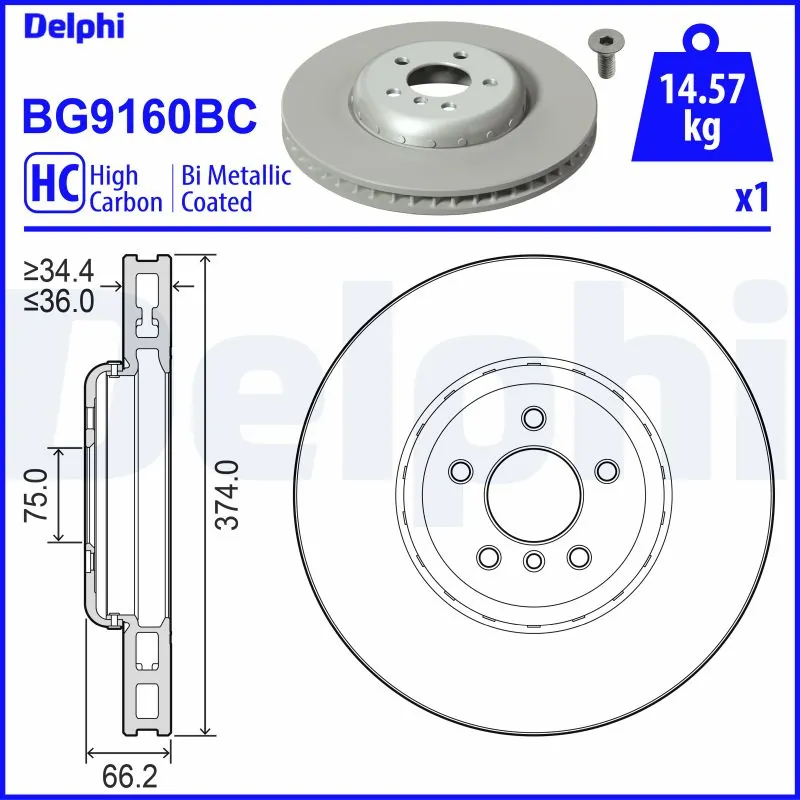 DELPHI féktárcsa - BG9160BC - TothCarparts