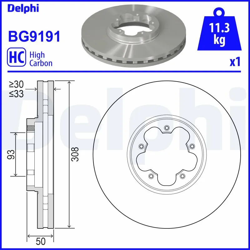 DELPHI féktárcsa - BG9191 - TothCarparts