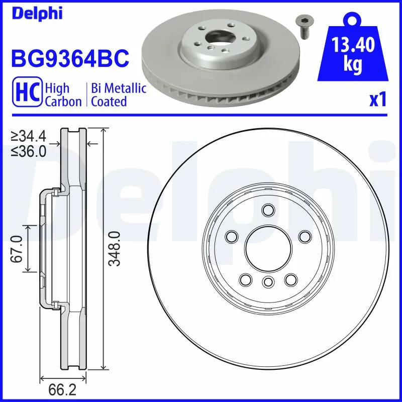 DELPHI féktárcsa - BG9364BC - TothCarparts