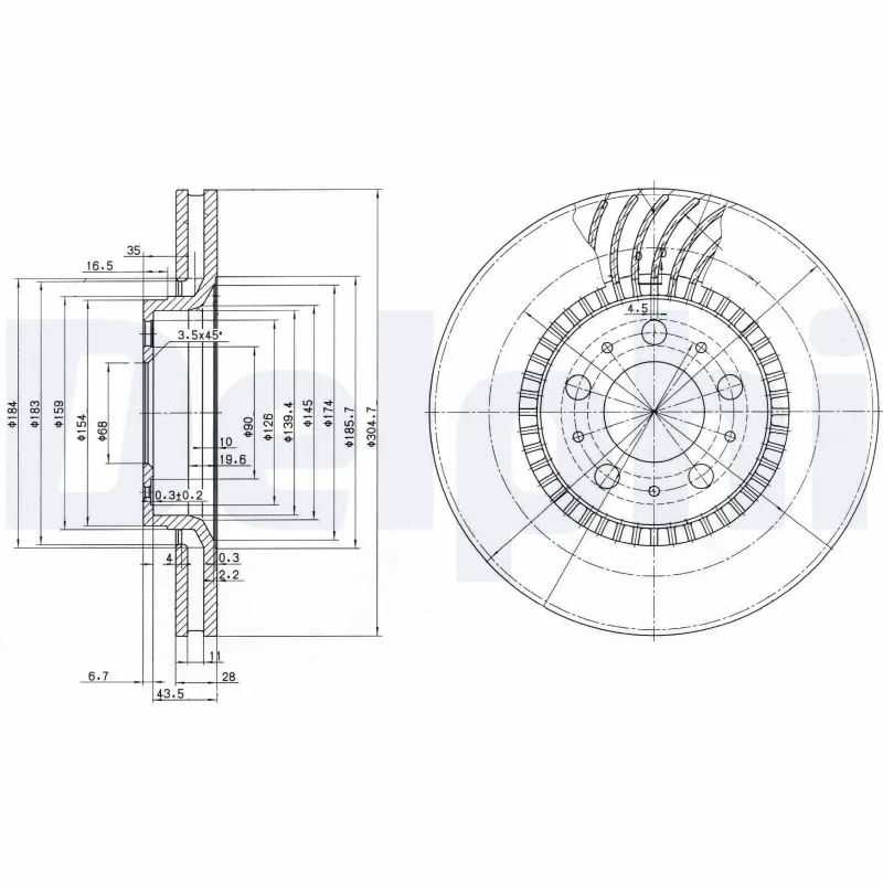 DELPHI féktárcsa - BG9514 - TothCarparts