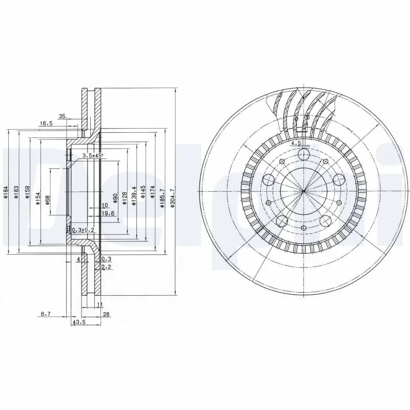DELPHI féktárcsa - BG9514C - TothCarparts