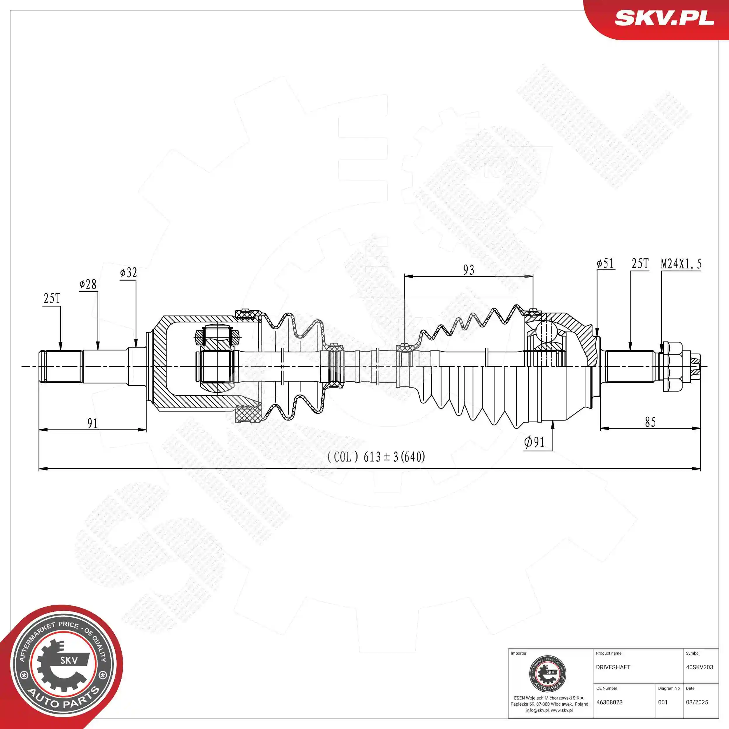 ESEN SKV hajtótengely - 40SKV203 - TothCarparts
