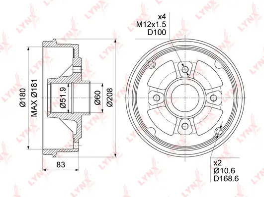 LYNXAUTO fékdob - BM-1033 - TothCarparts