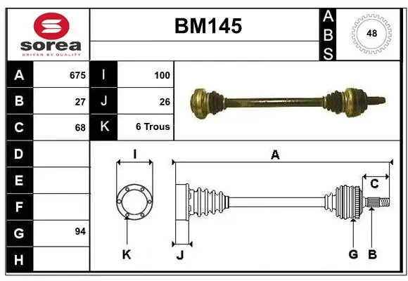 SERA hajtótengely - BM145 - TothCarparts