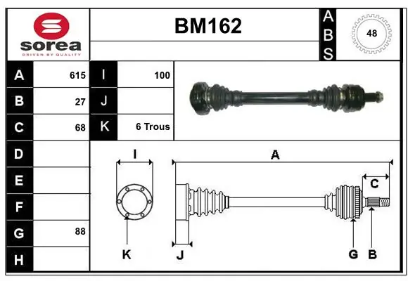 SERA hajtótengely - BM162 - TothCarparts